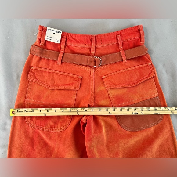 Free People We The Free‎ Waterfalls Baggy Wide Leg Jeans Orange Size 27 NWT Y2K - Picture 13 of 16